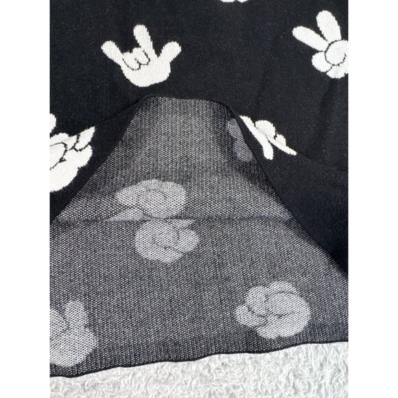 Puella Knit Soft Skirt Womens Black & White W/Character Hand Gesture Print - Picture 6 of 7